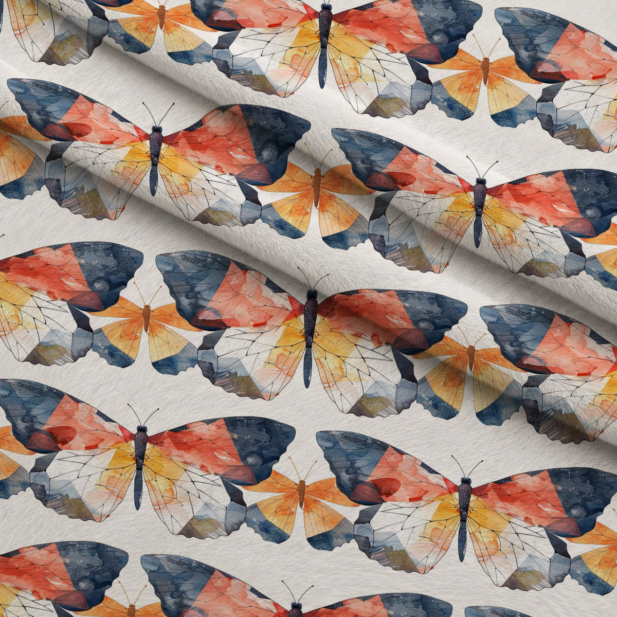 Kaleidoscope Wings Pattern 4 Fleece Fabric — fleece fabric folded close-up preview (mv-fleece-v1:lying)