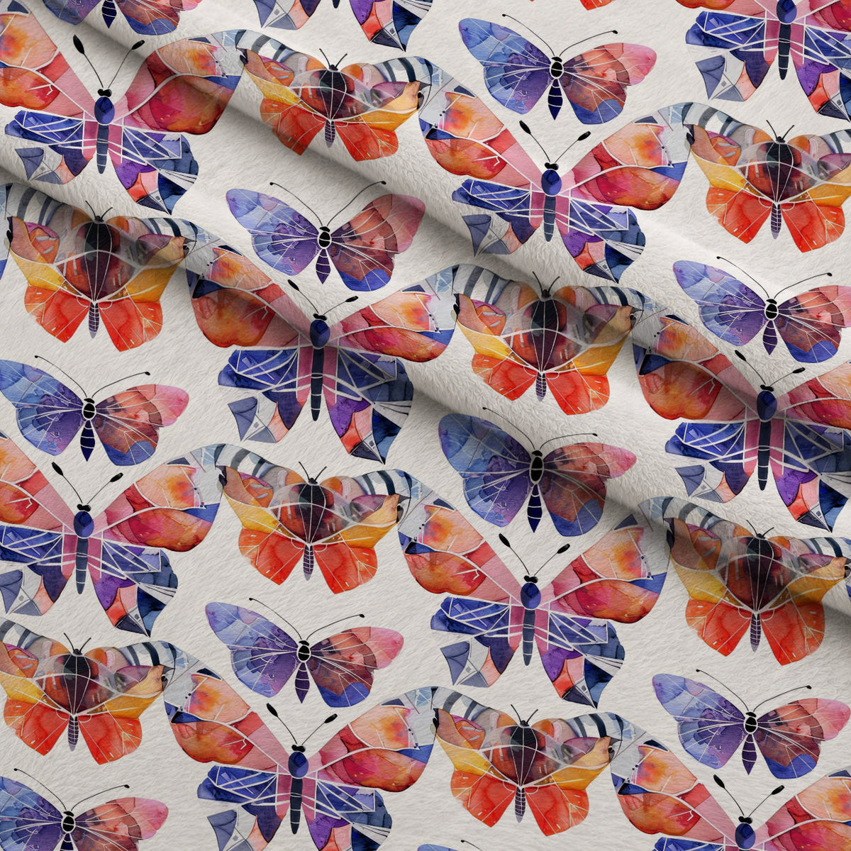 Kaleidoscope Wings Pattern 5 Fleece Fabric — fleece fabric folded close-up preview (mv-fleece-v1:lying)