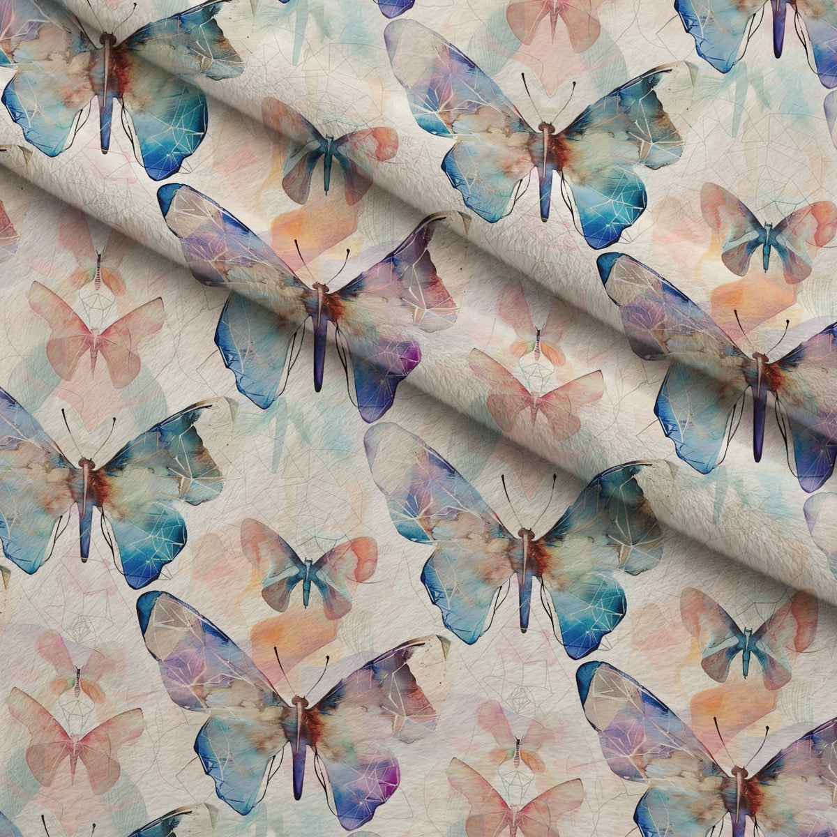 Kaleidoscope Wings Pattern 8 Fleece Fabric — fleece fabric folded close-up preview (mv-fleece-v1:lying)