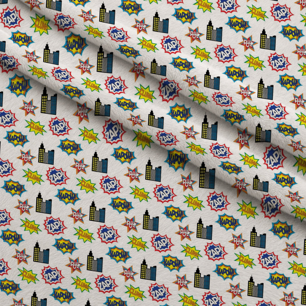 Kapow City Pattern 3 Fleece Fabric — fleece fabric folded close-up preview (mv-fleece-v1:lying)
