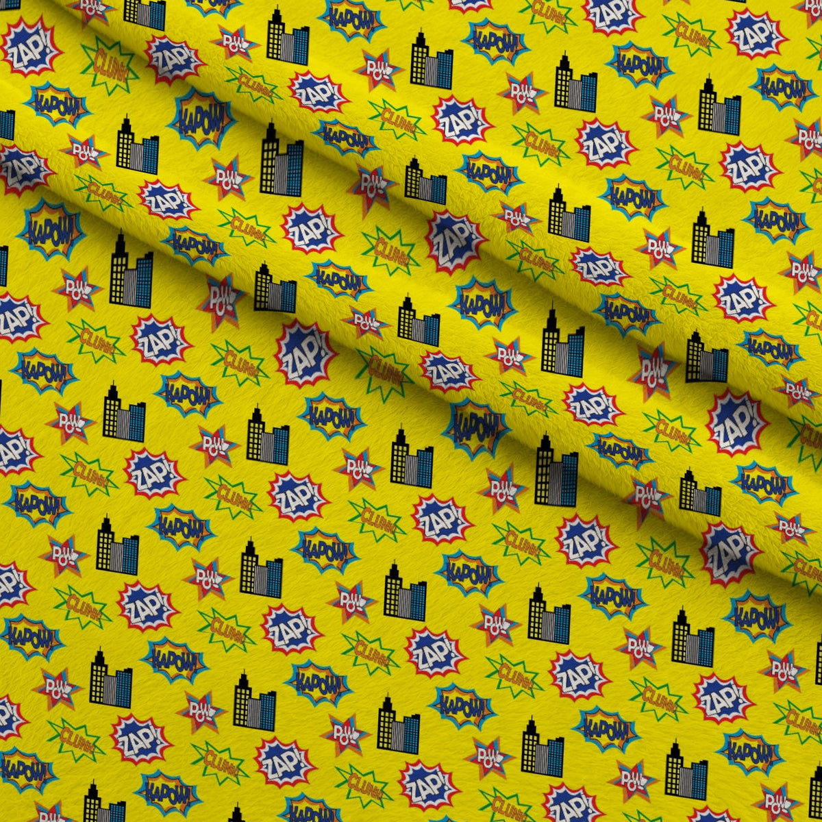 Kapow City Pattern 7 Fleece Fabric — fleece fabric folded close-up preview (mv-fleece-v1:lying)