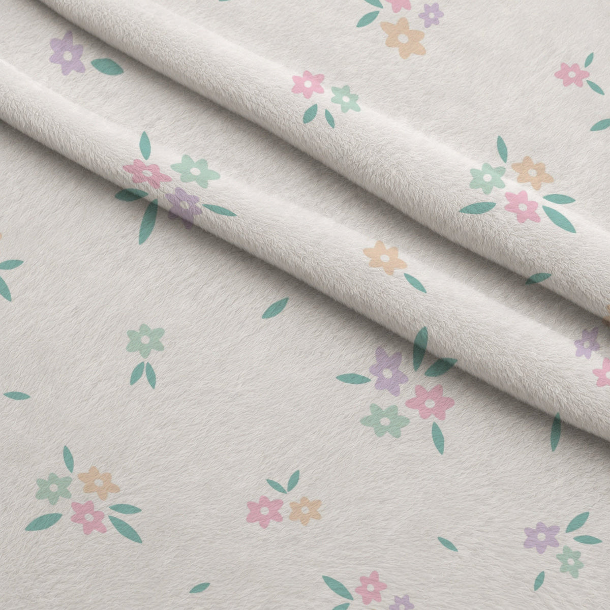 Kawaii Kitty Garden Pattern 11 Fleece Fabric — fleece fabric folded close-up preview (mv-fleece-v1:lying)
