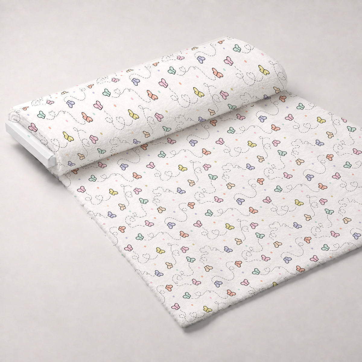 Kawaii Kitty Garden Pattern 2 Fleece Fabric — fleece fabric unrolled bolt preview (mv-fleece-v1:bolt)