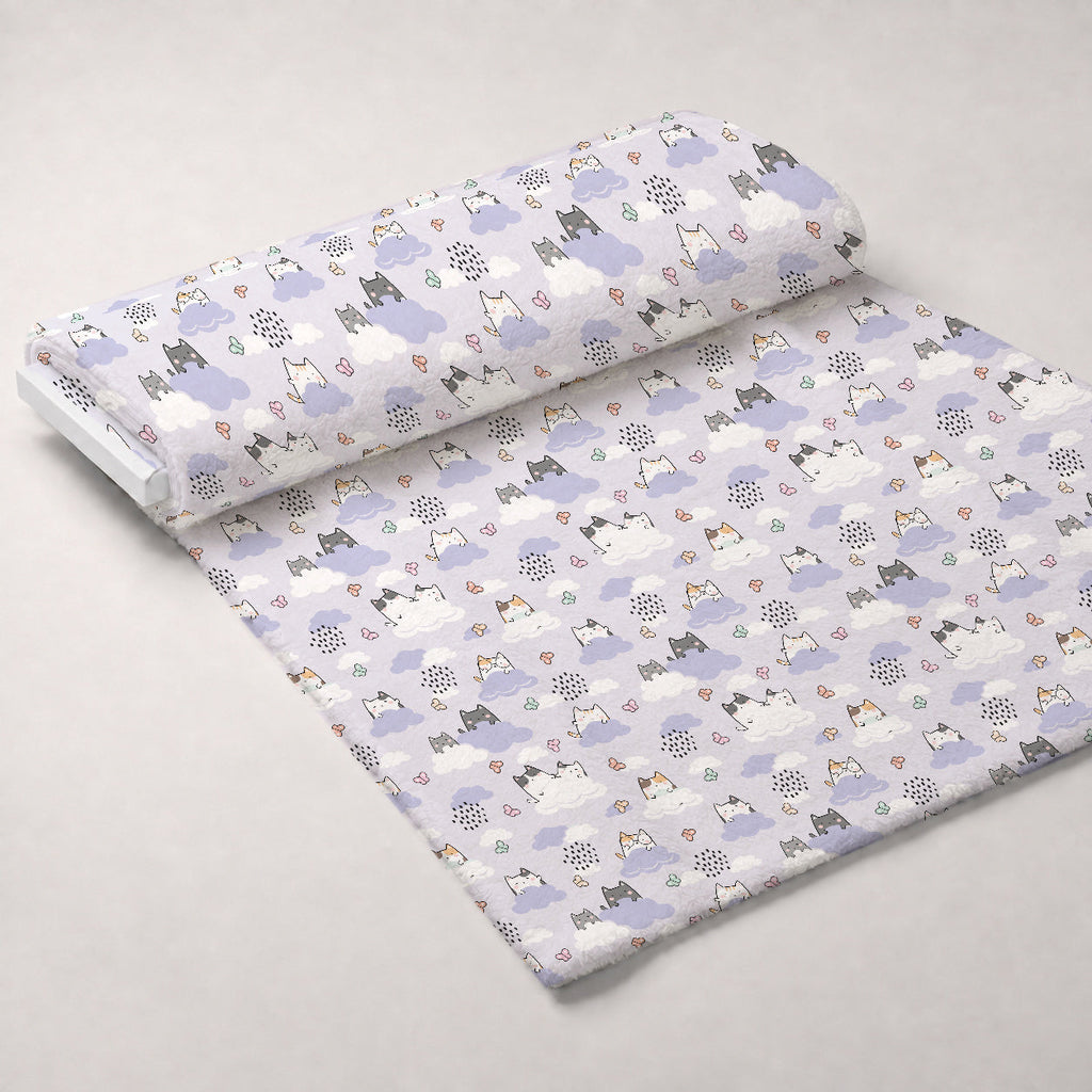 Kawaii Kitty Garden Pattern 4 Fleece Fabric — fleece fabric unrolled bolt preview (mv-fleece-v1:bolt)