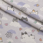 Kawaii Kitty Garden Pattern 4 Fleece Fabric — fleece fabric folded close-up preview (mv-fleece-v1:lying)