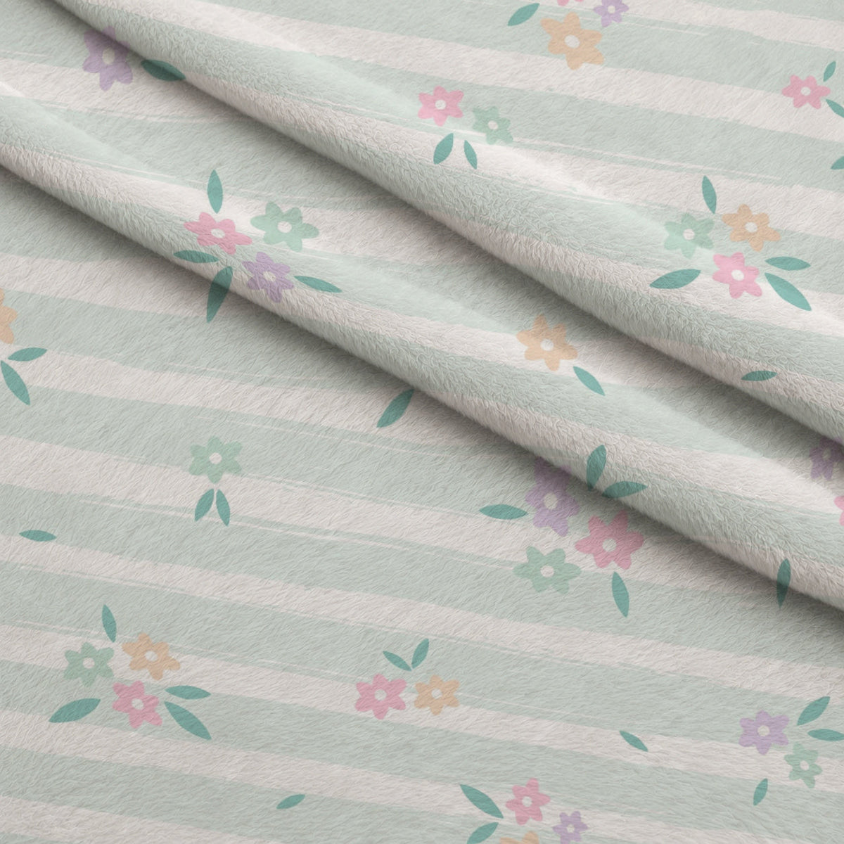 Kawaii Kitty Garden Pattern 5 Fleece Fabric — fleece fabric folded close-up preview (mv-fleece-v1:lying)