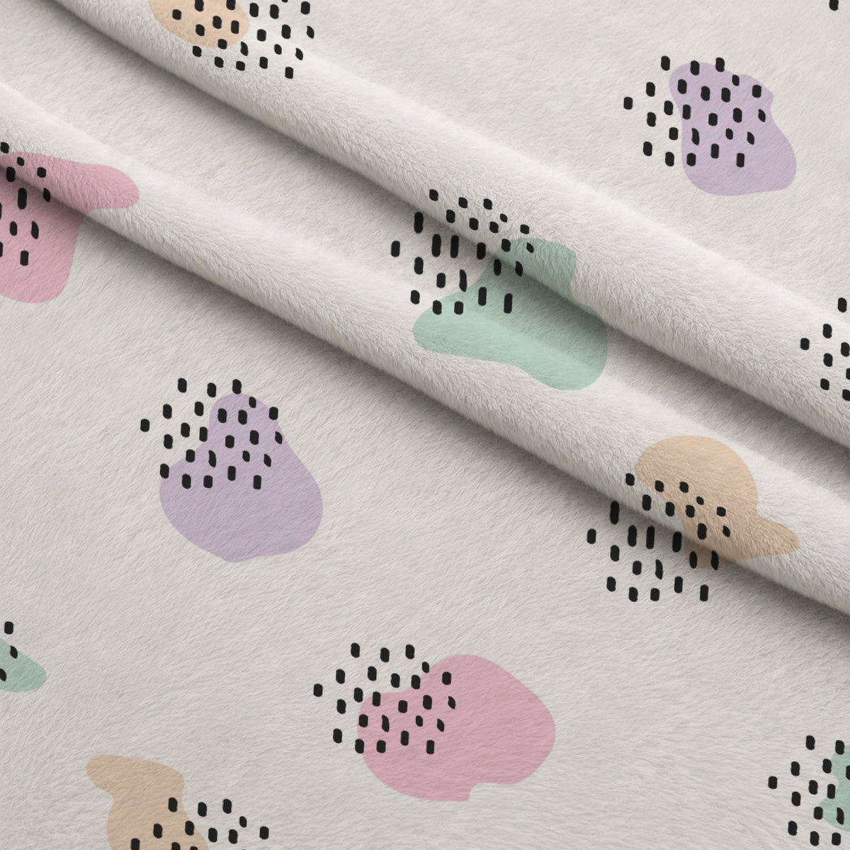 Kawaii Kitty Garden Pattern 6 Fleece Fabric — fleece fabric folded close-up preview (mv-fleece-v1:lying)