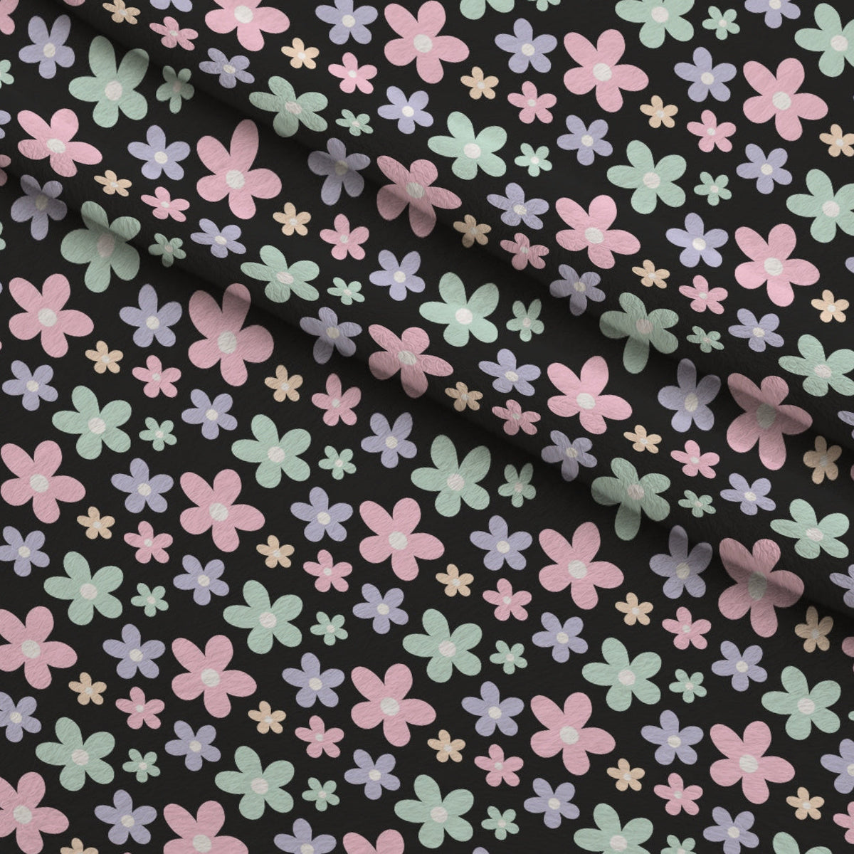 Kawaii Kitty Garden Pattern 7 Fleece Fabric — fleece fabric folded close-up preview (mv-fleece-v1:lying)