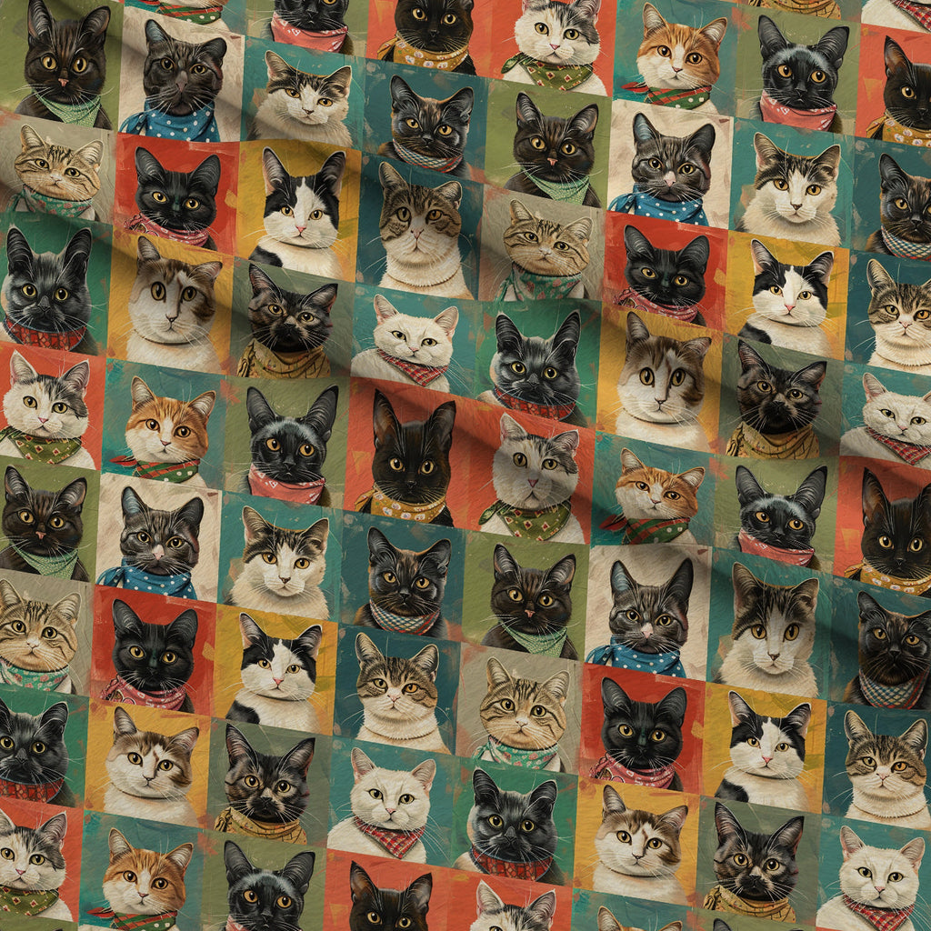 Kerchief Kittens Pattern 3 Fleece Fabric — fleece fabric folded close-up preview (mv-fleece-v1:lying)