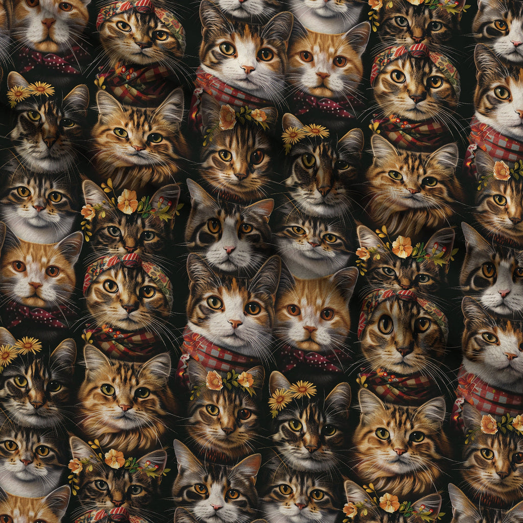 Kerchief Kittens Pattern 4 Fleece Fabric — fleece fabric folded close-up preview (mv-fleece-v1:lying)