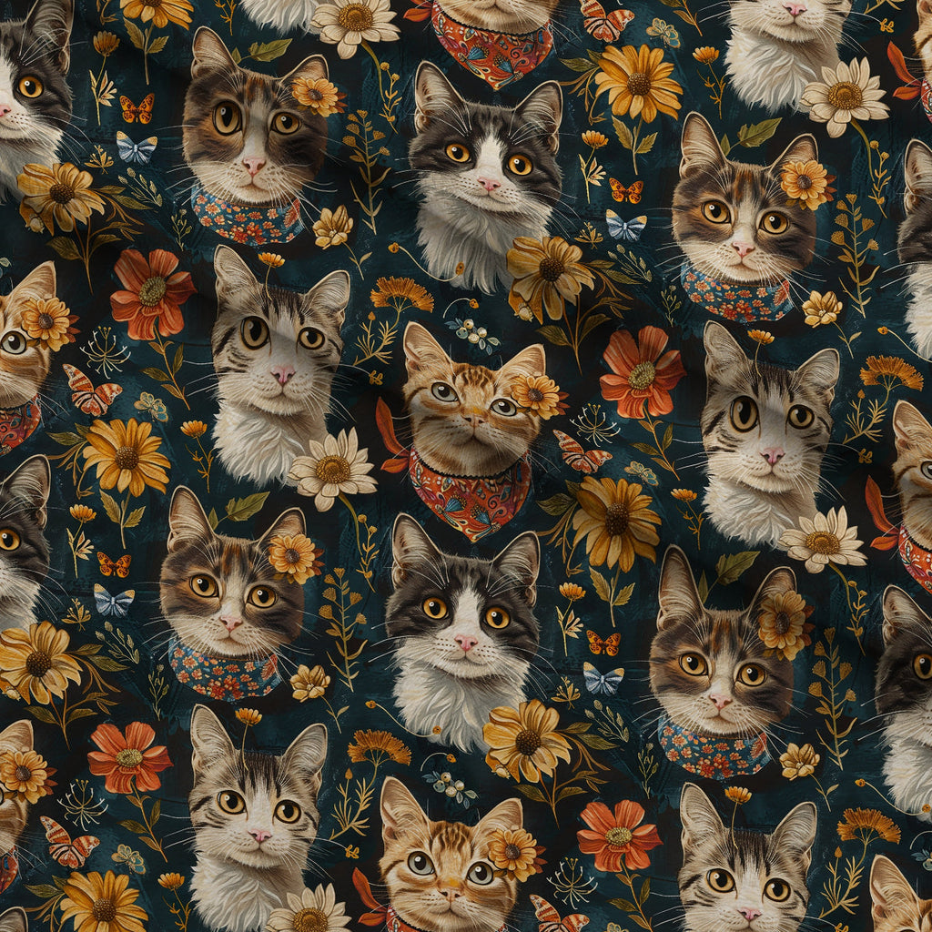 Kerchief Kittens Pattern 5 Fleece Fabric — fleece fabric folded close-up preview (mv-fleece-v1:lying)