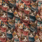 Kerchief Kittens Pattern 8 Fleece Fabric — fleece fabric folded close-up preview (mv-fleece-v1:lying)