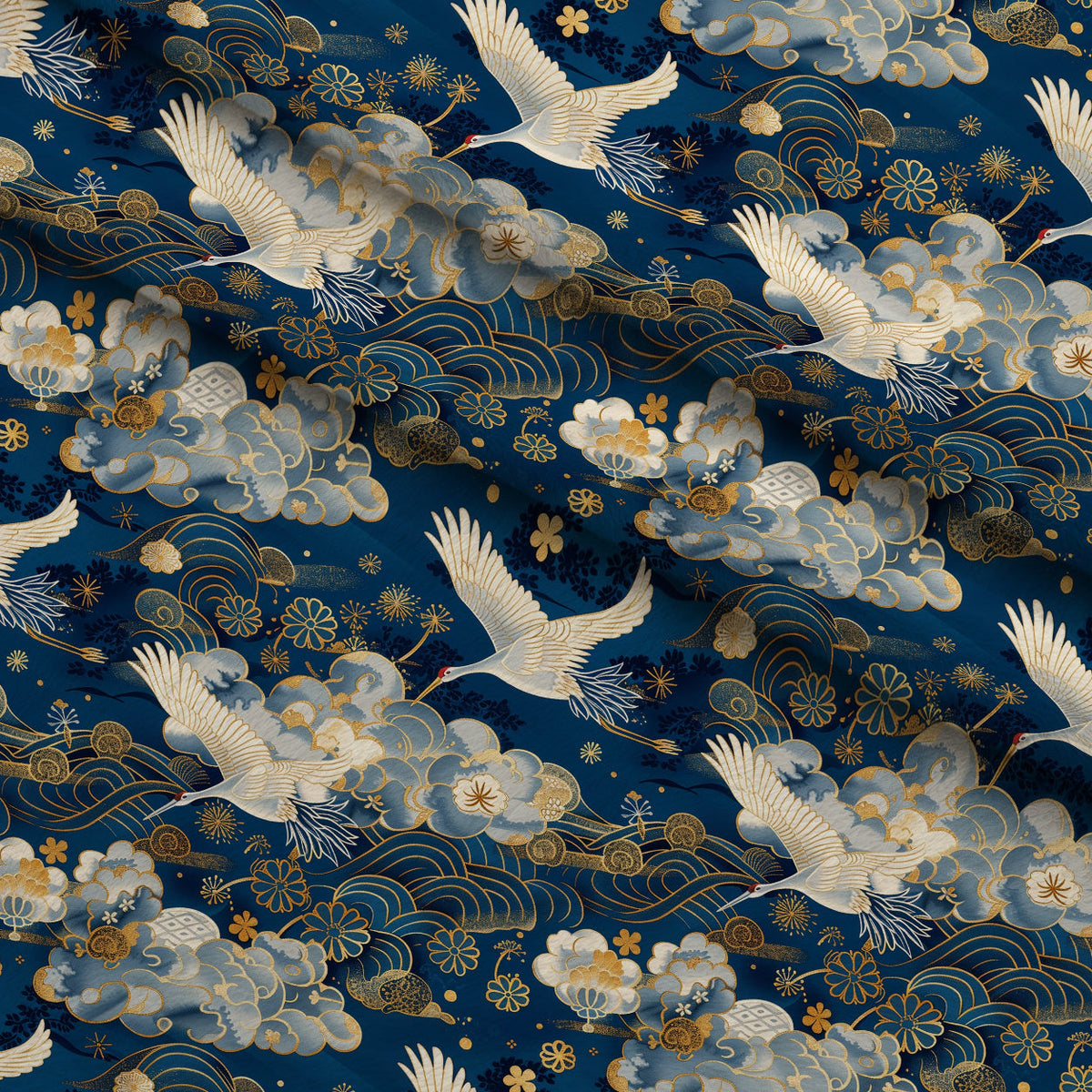 Kimono Clouds Pattern 1 Fleece Fabric — fleece fabric folded close-up preview (mv-fleece-v1:lying)