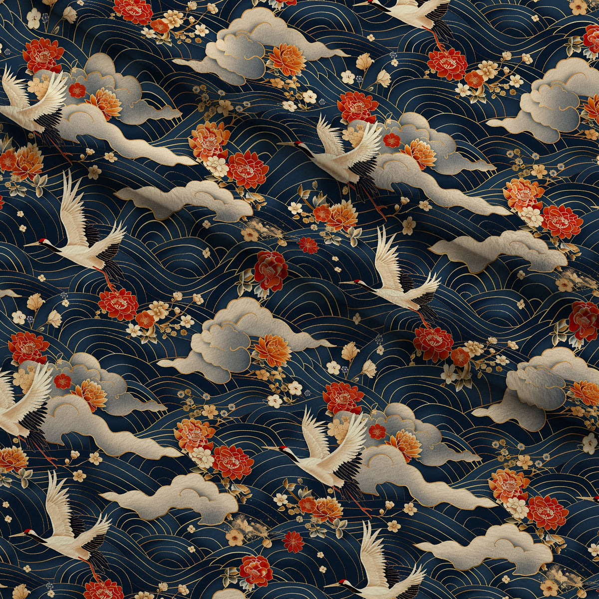 Kimono Clouds Pattern 2 Fleece Fabric — fleece fabric folded close-up preview (mv-fleece-v1:lying)