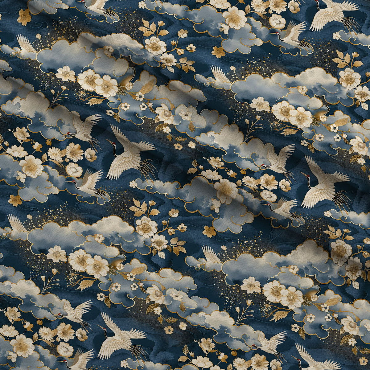 Kimono Clouds Pattern 3 Fleece Fabric — fleece fabric folded close-up preview (mv-fleece-v1:lying)