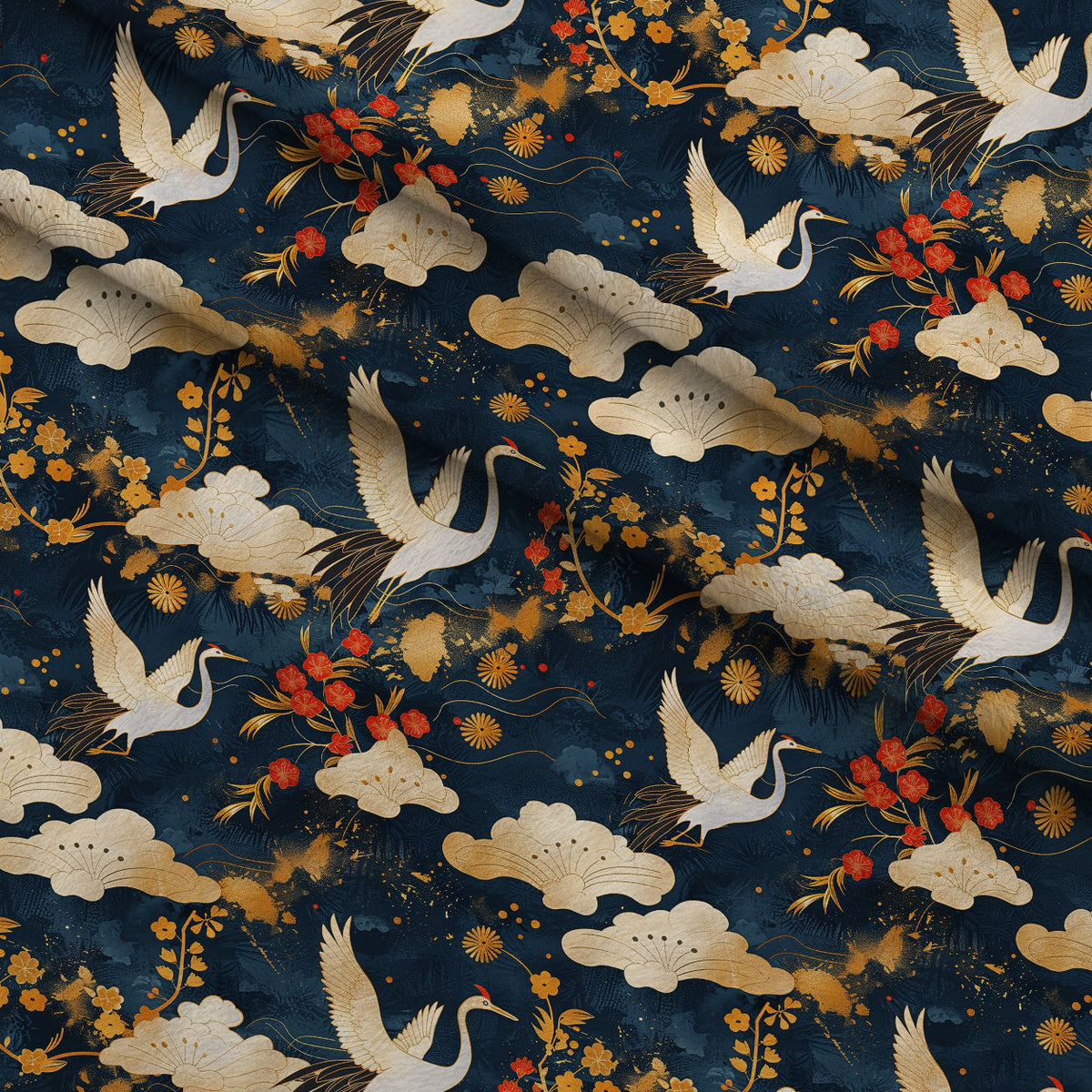 Kimono Clouds Pattern 7 Fleece Fabric — fleece fabric folded close-up preview (mv-fleece-v1:lying)