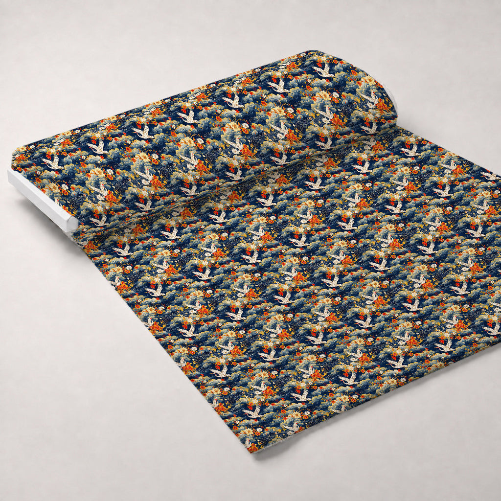 Kimono Clouds Pattern 8 Fleece Fabric — fleece fabric unrolled bolt preview (mv-fleece-v1:bolt)