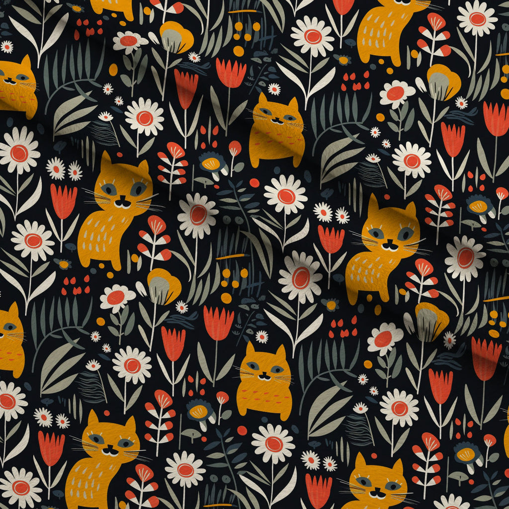 Kitten Meadow Pattern 13 Fleece Fabric — fleece fabric folded close-up preview (mv-fleece-v1:lying)