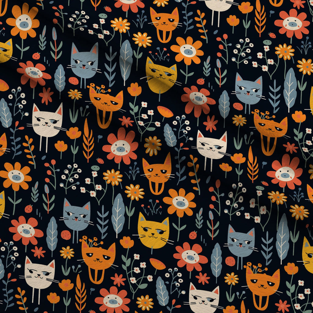 Kitten Meadow Pattern 3 Fleece Fabric — fleece fabric folded close-up preview (mv-fleece-v1:lying)