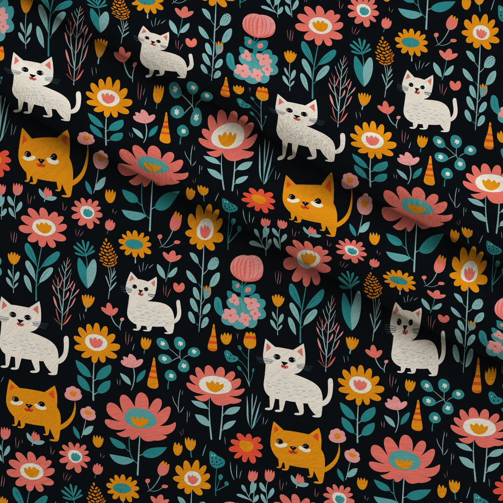 Kitten Meadow Pattern 8 Fleece Fabric — fleece fabric folded close-up preview (mv-fleece-v1:lying)
