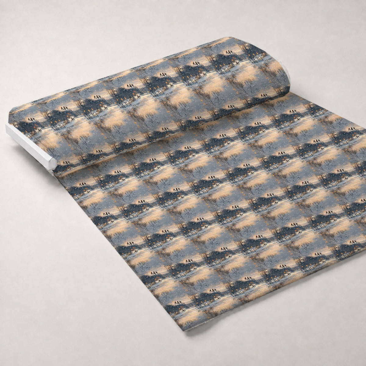 Lamplight Snowfall Pattern 1 Fleece Fabric — fleece fabric unrolled bolt preview (mv-fleece-v1:bolt)