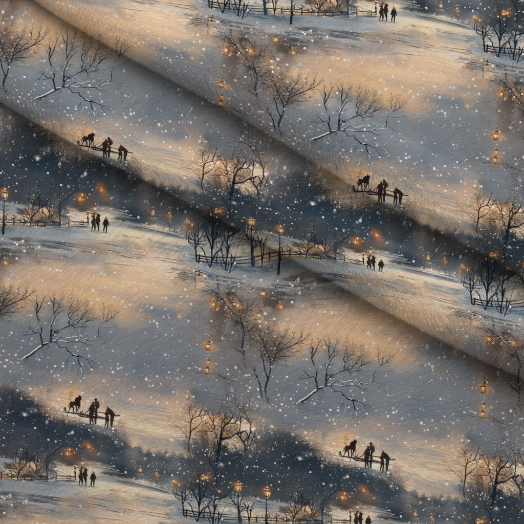 Lamplight Snowfall Pattern 1 Fleece Fabric — fleece fabric folded close-up preview (mv-fleece-v1:lying)