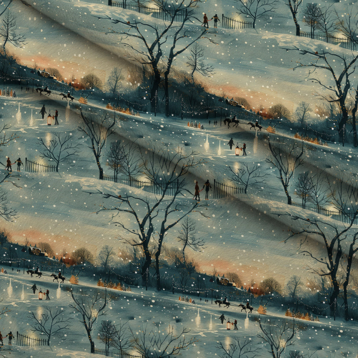 Lamplight Snowfall Pattern 11 Fleece Fabric — fleece fabric folded close-up preview (mv-fleece-v1:lying)
