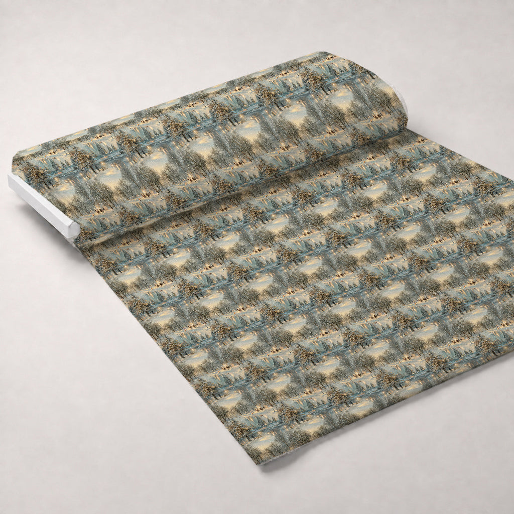 Lamplight Snowfall Pattern 12 Fleece Fabric — fleece fabric unrolled bolt preview (mv-fleece-v1:bolt)
