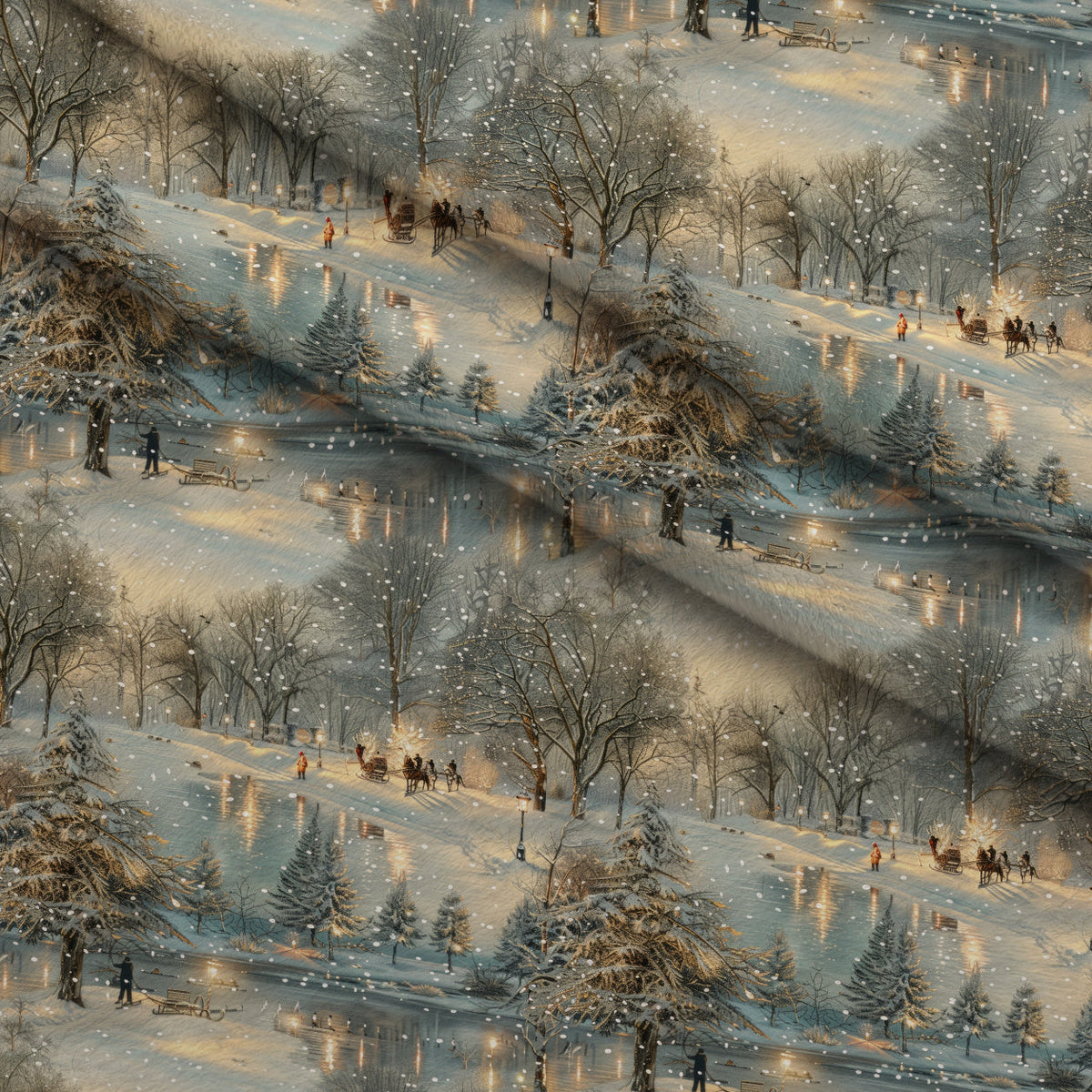 Lamplight Snowfall Pattern 12 Fleece Fabric — fleece fabric folded close-up preview (mv-fleece-v1:lying)