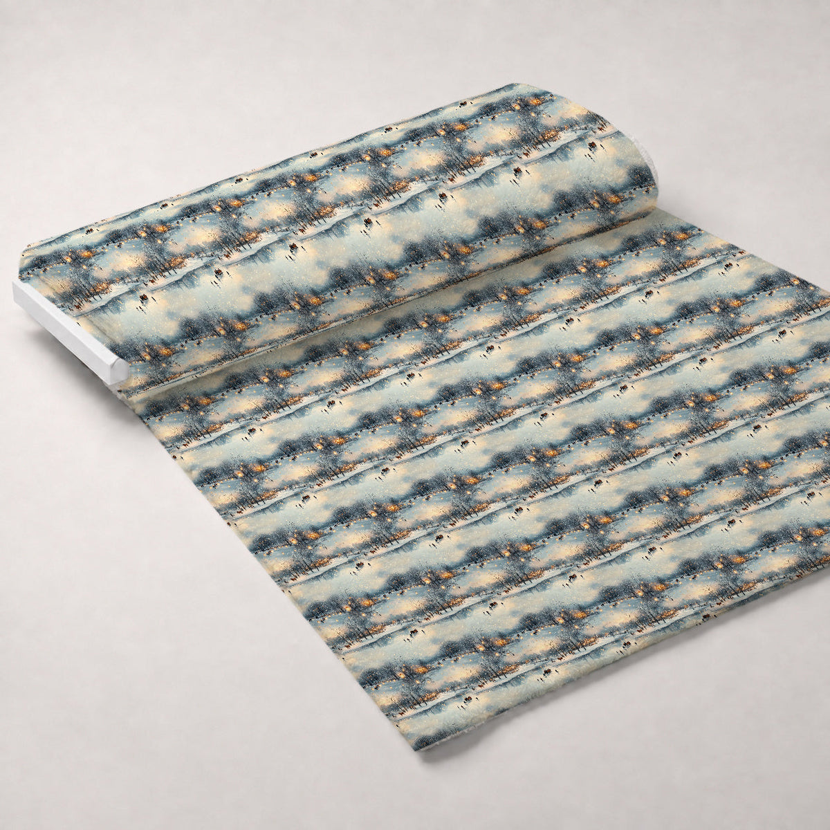 Lamplight Snowfall Pattern 13 Fleece Fabric — fleece fabric unrolled bolt preview (mv-fleece-v1:bolt)