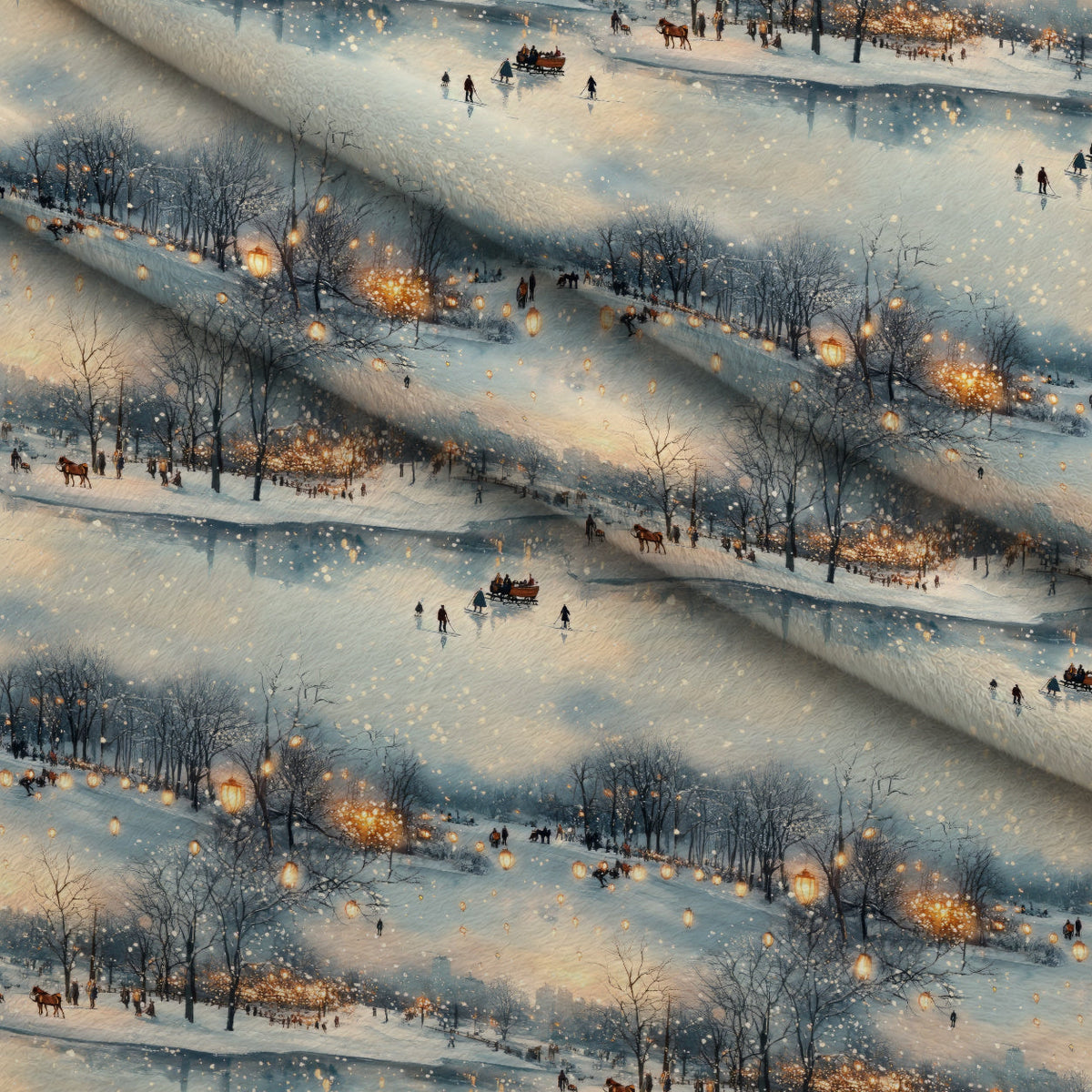 Lamplight Snowfall Pattern 13 Fleece Fabric — fleece fabric folded close-up preview (mv-fleece-v1:lying)