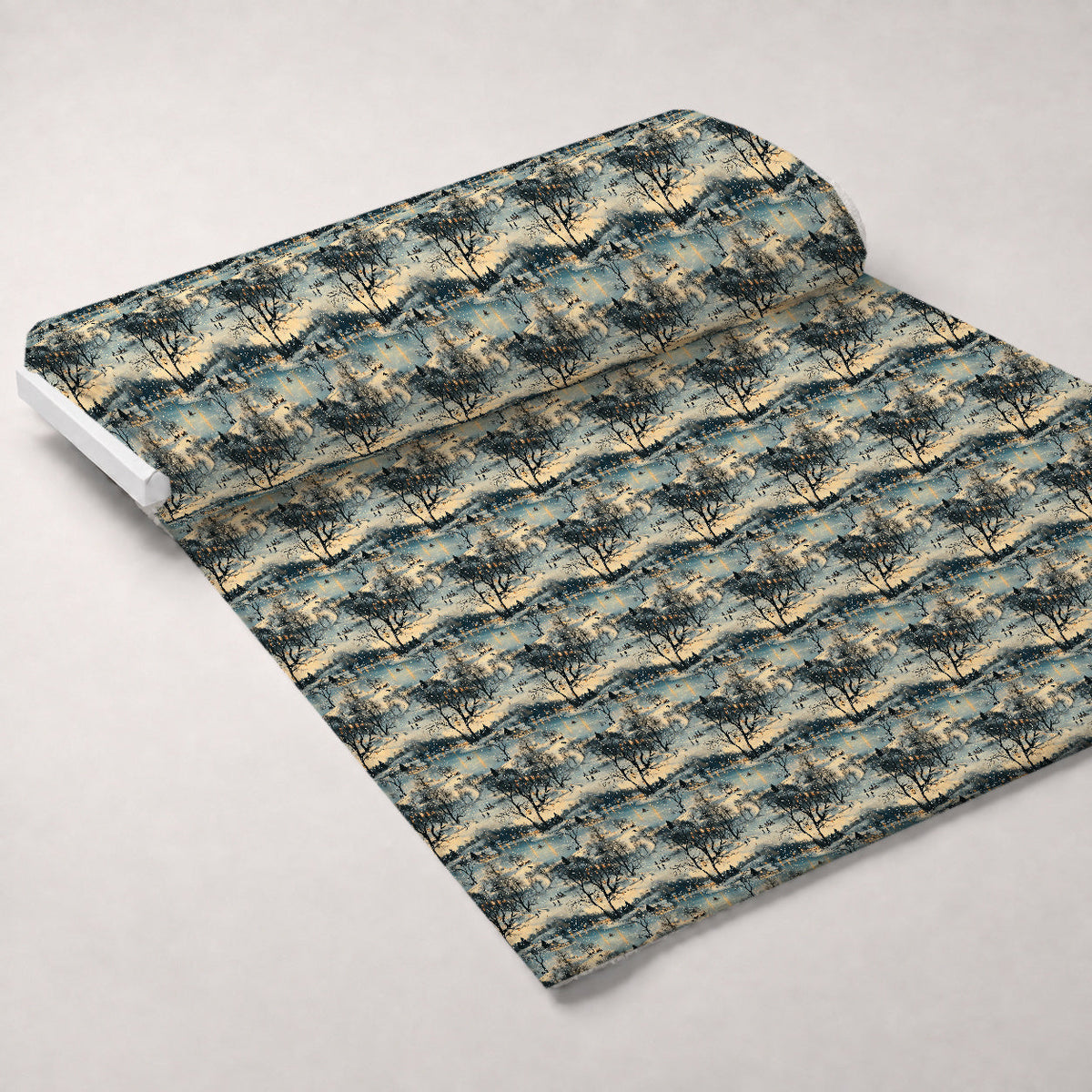 Lamplight Snowfall Pattern 14 Fleece Fabric — fleece fabric unrolled bolt preview (mv-fleece-v1:bolt)