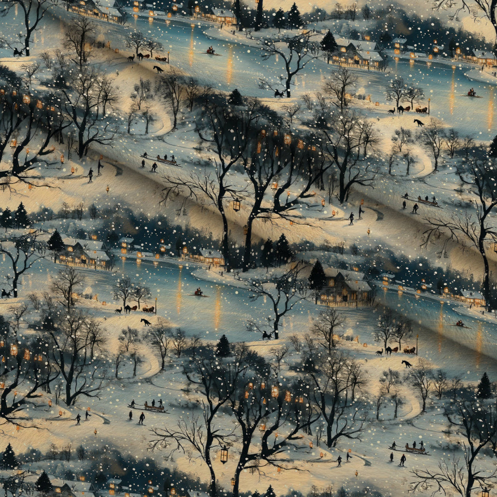 Lamplight Snowfall Pattern 14 Fleece Fabric — fleece fabric folded close-up preview (mv-fleece-v1:lying)
