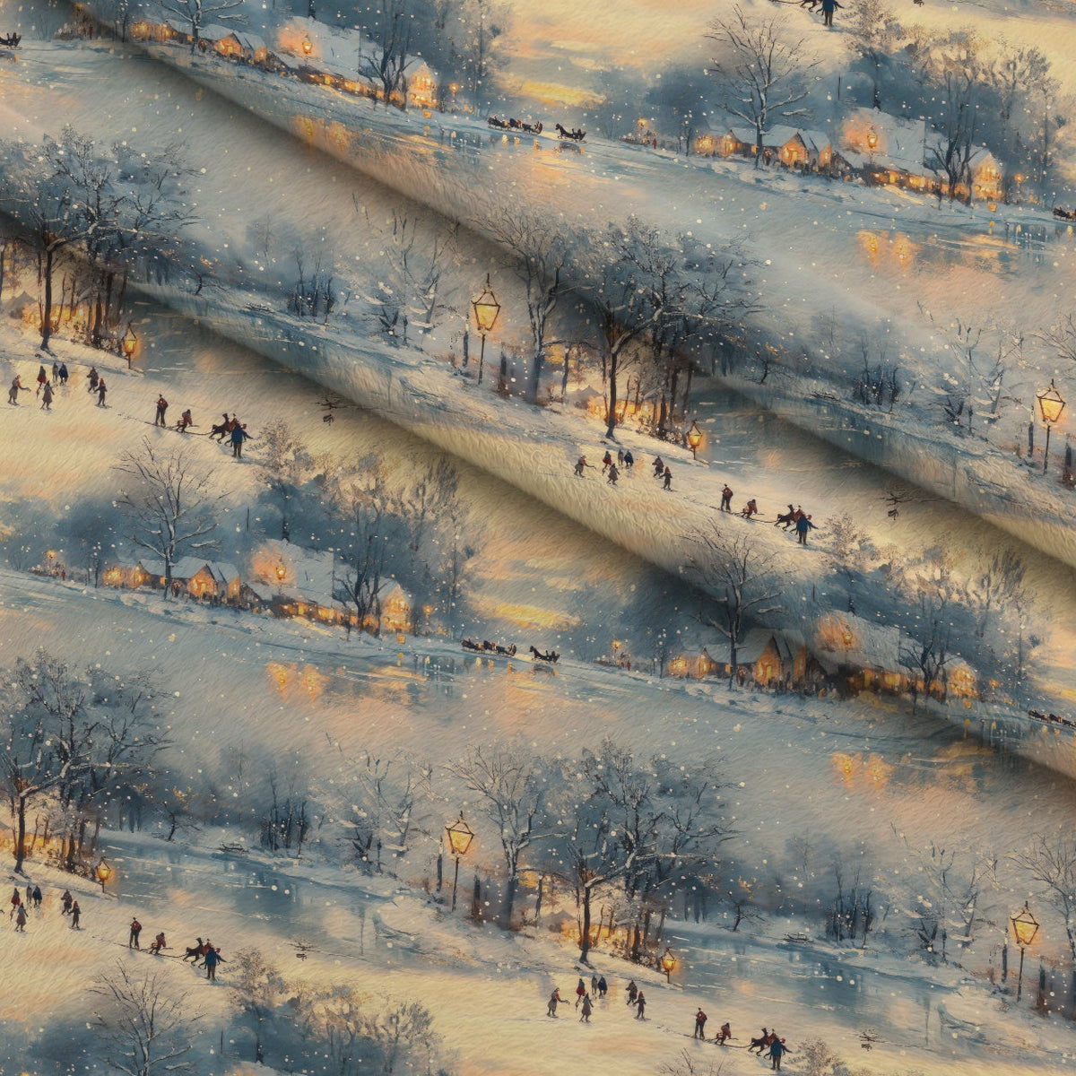 Lamplight Snowfall Pattern 17 Fleece Fabric — fleece fabric folded close-up preview (mv-fleece-v1:lying)