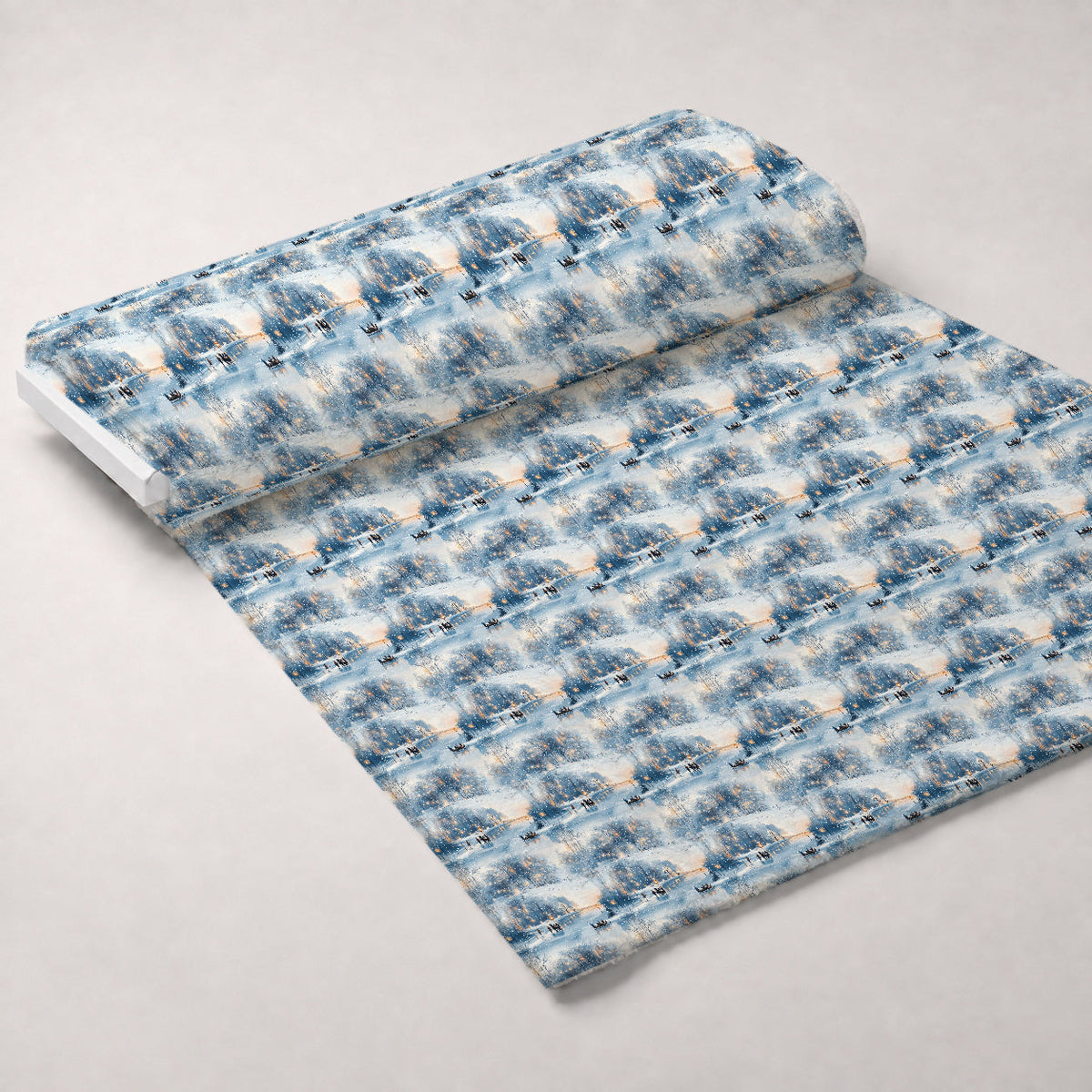 Lamplight Snowfall Pattern 18 Fleece Fabric — fleece fabric unrolled bolt preview (mv-fleece-v1:bolt)