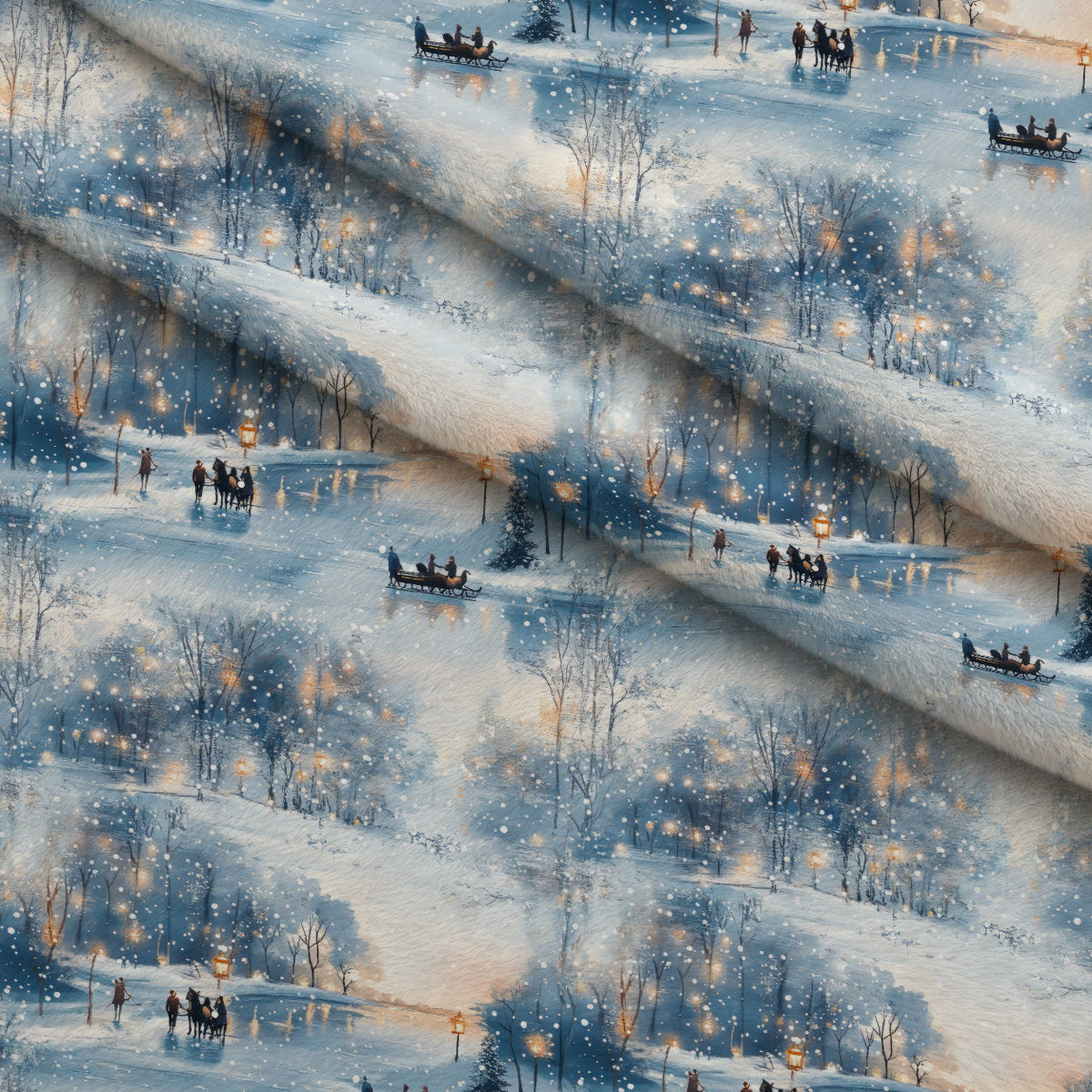 Lamplight Snowfall Pattern 18 Fleece Fabric — fleece fabric folded close-up preview (mv-fleece-v1:lying)