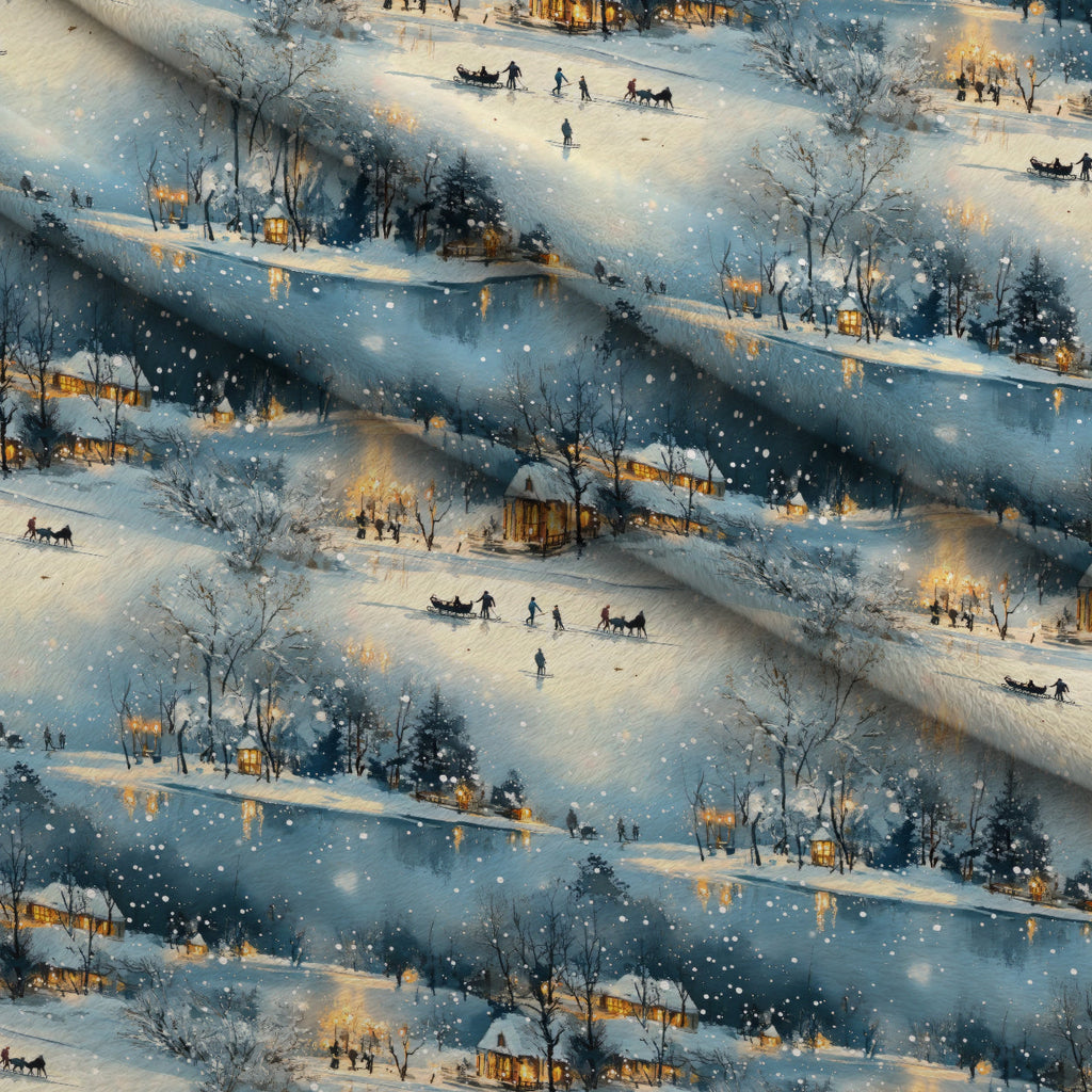 Lamplight Snowfall Pattern 2 Fleece Fabric — fleece fabric folded close-up preview (mv-fleece-v1:lying)
