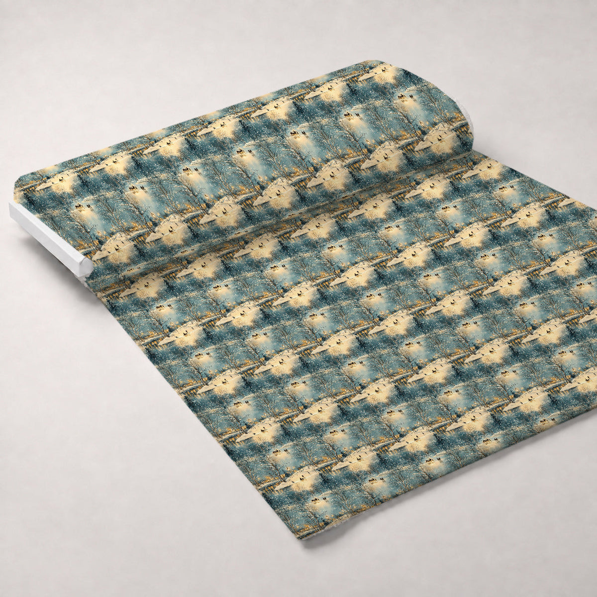Lamplight Snowfall Pattern 3 Fleece Fabric — fleece fabric unrolled bolt preview (mv-fleece-v1:bolt)