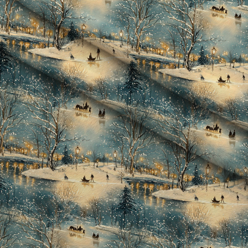 Lamplight Snowfall Pattern 3 Fleece Fabric — fleece fabric folded close-up preview (mv-fleece-v1:lying)