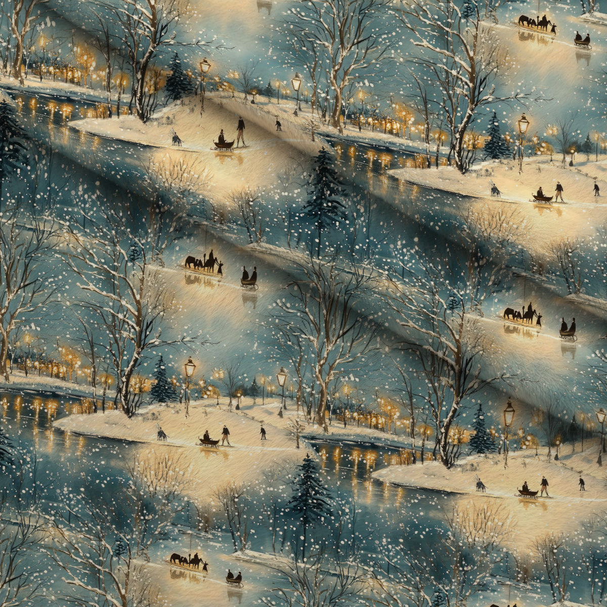 Lamplight Snowfall Pattern 3 Fleece Fabric — fleece fabric folded close-up preview (mv-fleece-v1:lying)