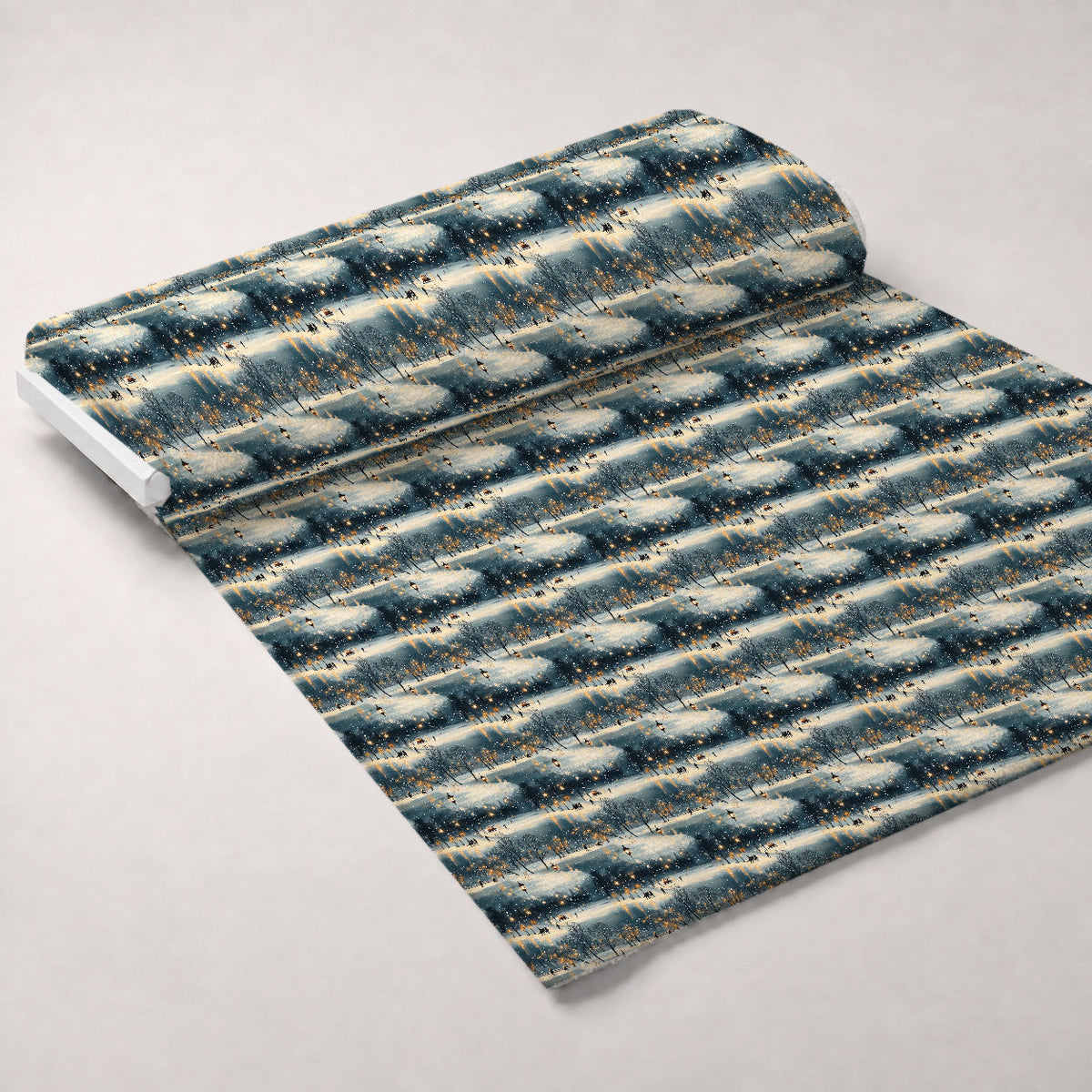 Lamplight Snowfall Pattern 4 Fleece Fabric — fleece fabric unrolled bolt preview (mv-fleece-v1:bolt)