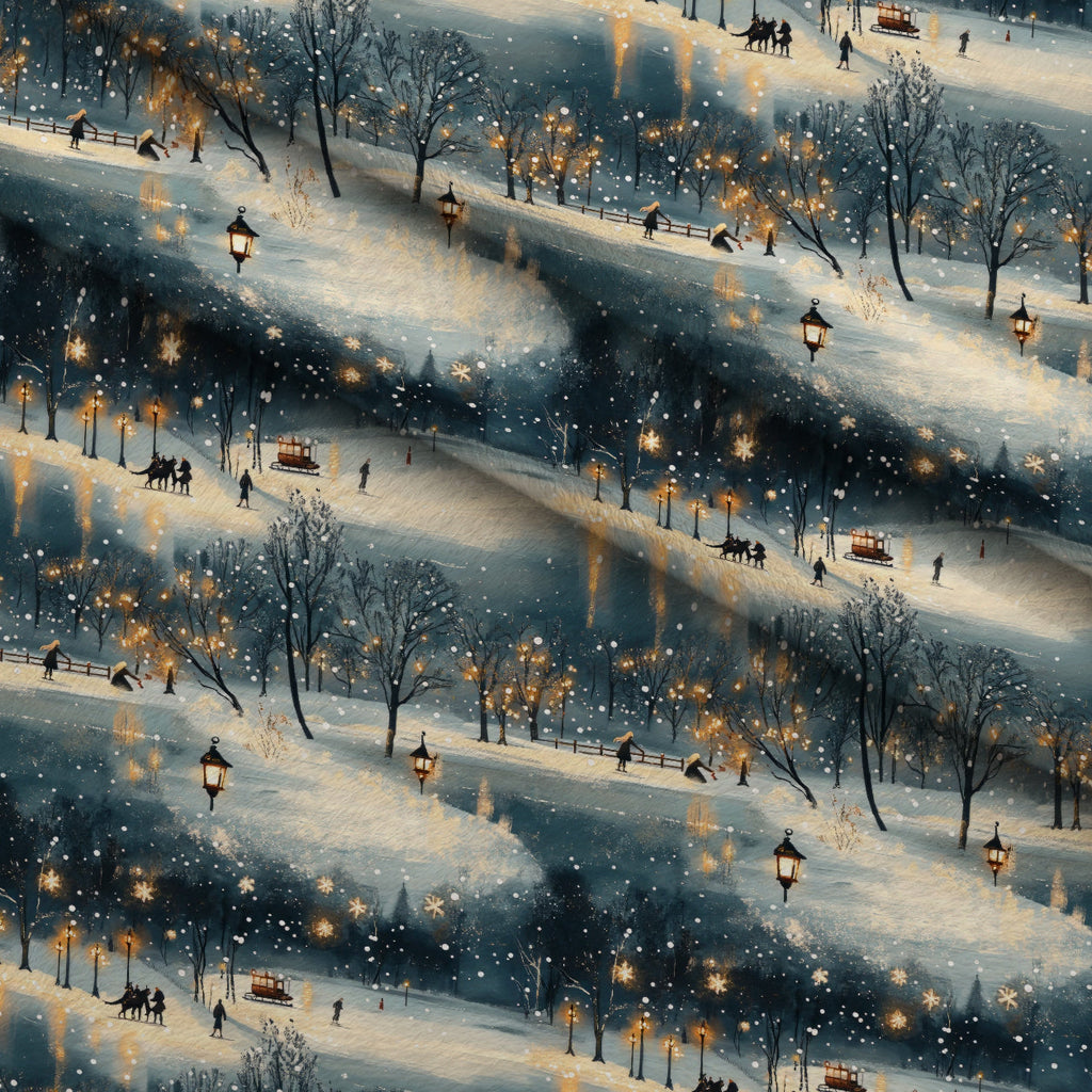 Lamplight Snowfall Pattern 4 Fleece Fabric — fleece fabric folded close-up preview (mv-fleece-v1:lying)