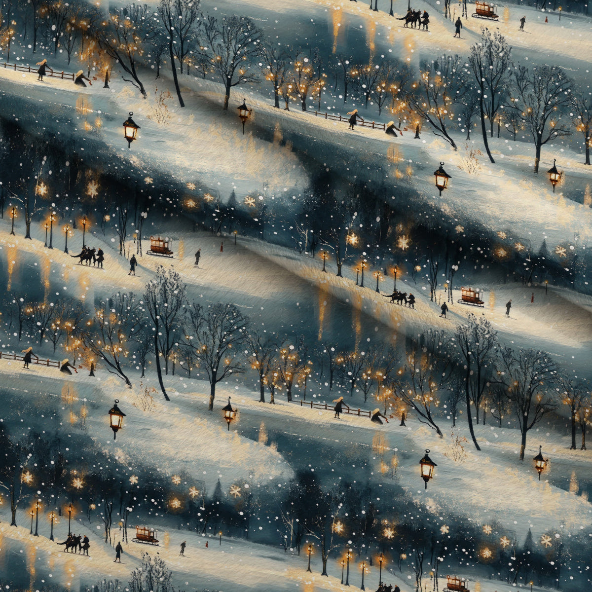 Lamplight Snowfall Pattern 4 Fleece Fabric — fleece fabric folded close-up preview (mv-fleece-v1:lying)
