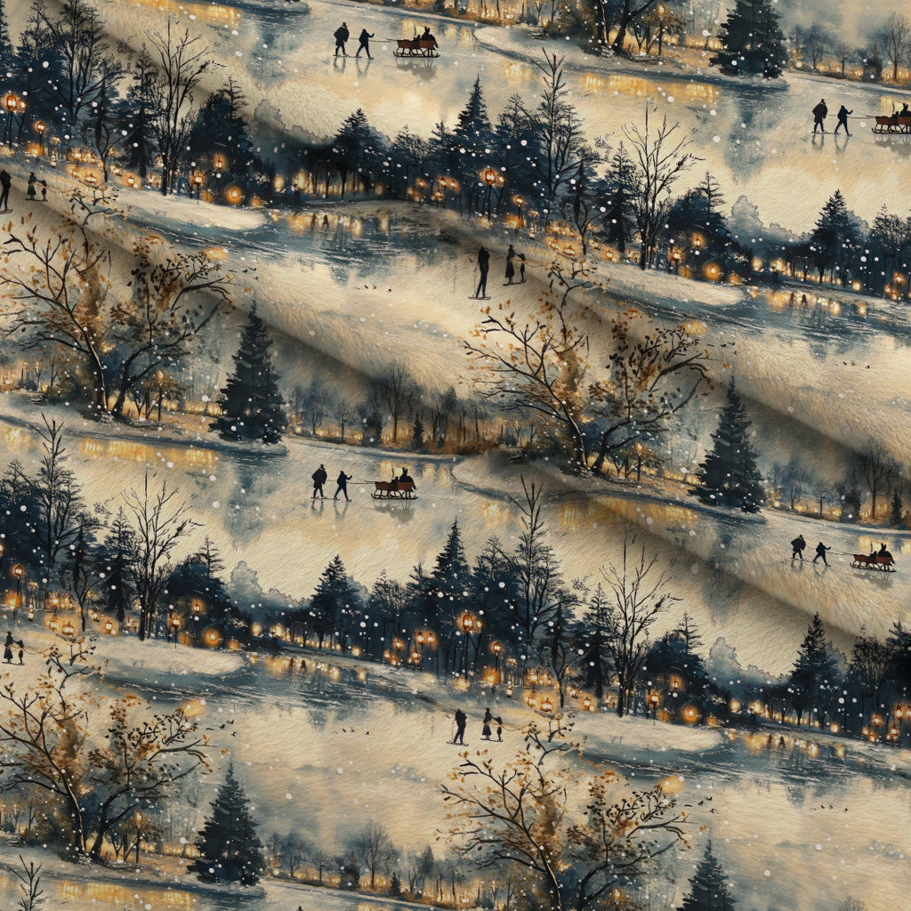 Lamplight Snowfall Pattern 5 Fleece Fabric — fleece fabric folded close-up preview (mv-fleece-v1:lying)
