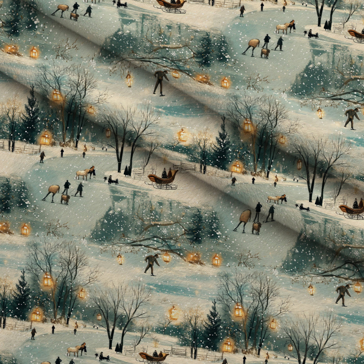 Lamplight Snowfall Pattern 6 Fleece Fabric — fleece fabric folded close-up preview (mv-fleece-v1:lying)