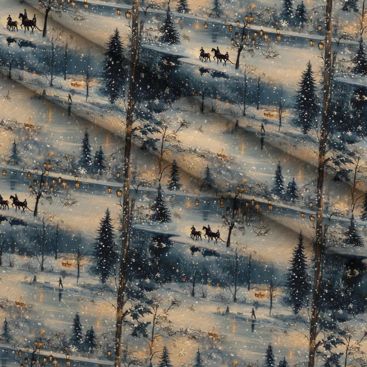 Lamplight Snowfall Pattern 7 Fleece Fabric — fleece fabric folded close-up preview (mv-fleece-v1:lying)