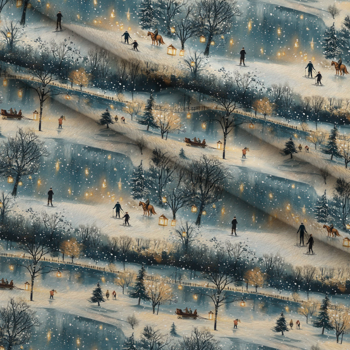 Lamplight Snowfall Pattern 8 Fleece Fabric — fleece fabric folded close-up preview (mv-fleece-v1:lying)