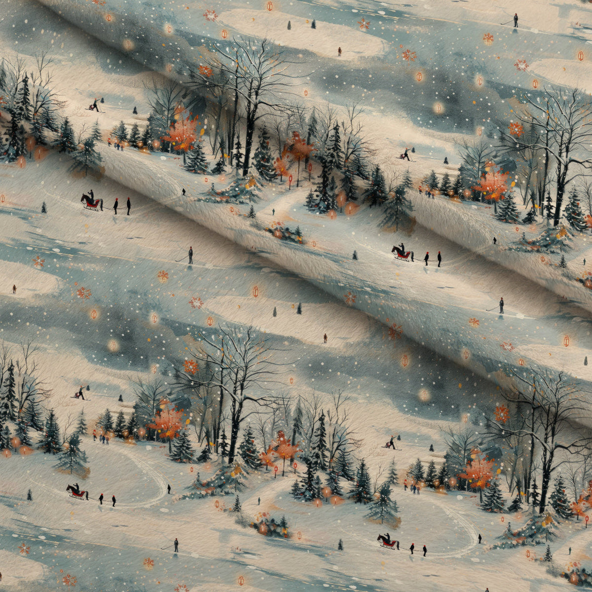 Lamplight Snowfall Pattern 9 Fleece Fabric — fleece fabric folded close-up preview (mv-fleece-v1:lying)