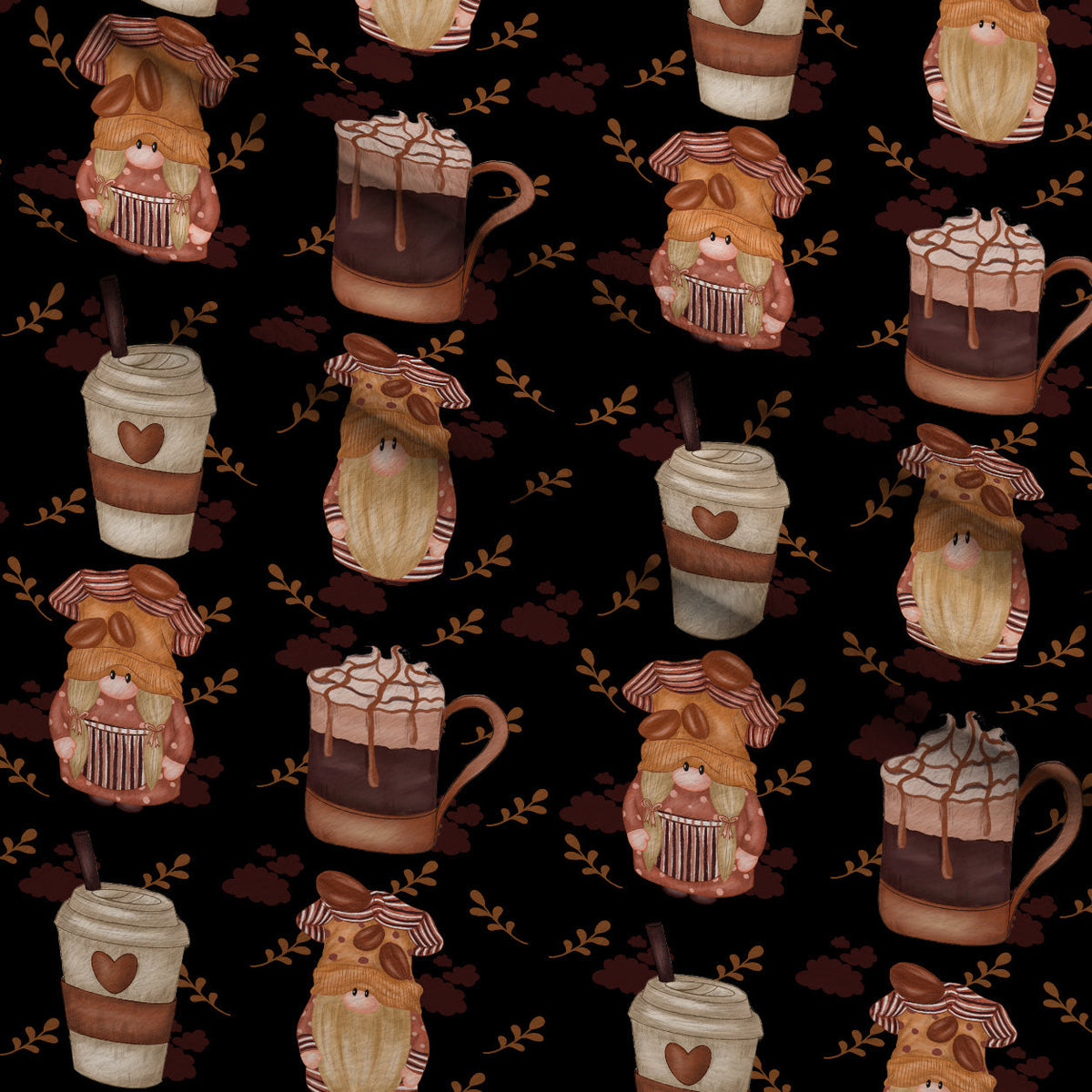 Latte Lane Pattern 2 Fleece Fabric — fleece fabric folded close-up preview (mv-fleece-v1:lying)