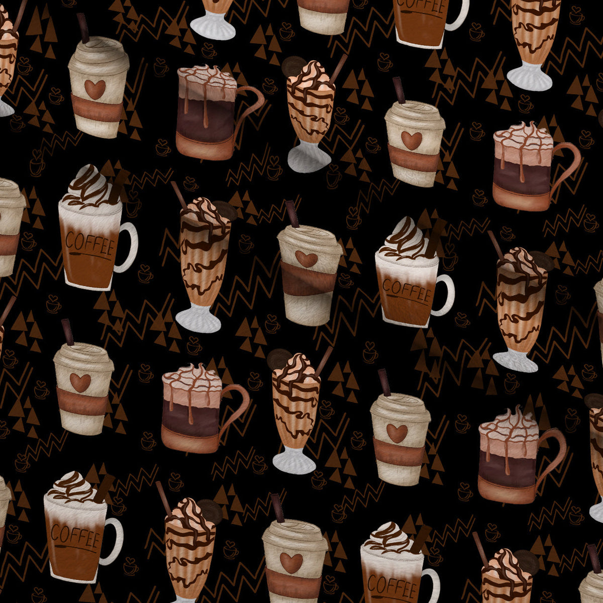 Latte Lane Pattern 7 Fleece Fabric — fleece fabric folded close-up preview (mv-fleece-v1:lying)